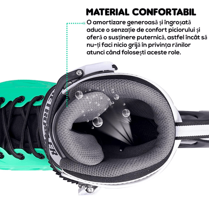 Role Reglabile S 29-32, Roți Luminoase Silicon, Rulmenți ABEC-7, Verde