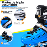 Role Reglabile M 33-36, Roți Luminoase Silicon, Rulmenți ABEC-7, Albastru