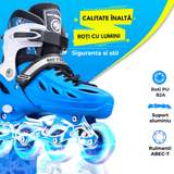 Role Reglabile M 33-36, Roți Luminoase Silicon, Rulmenți ABEC-7, Albastru