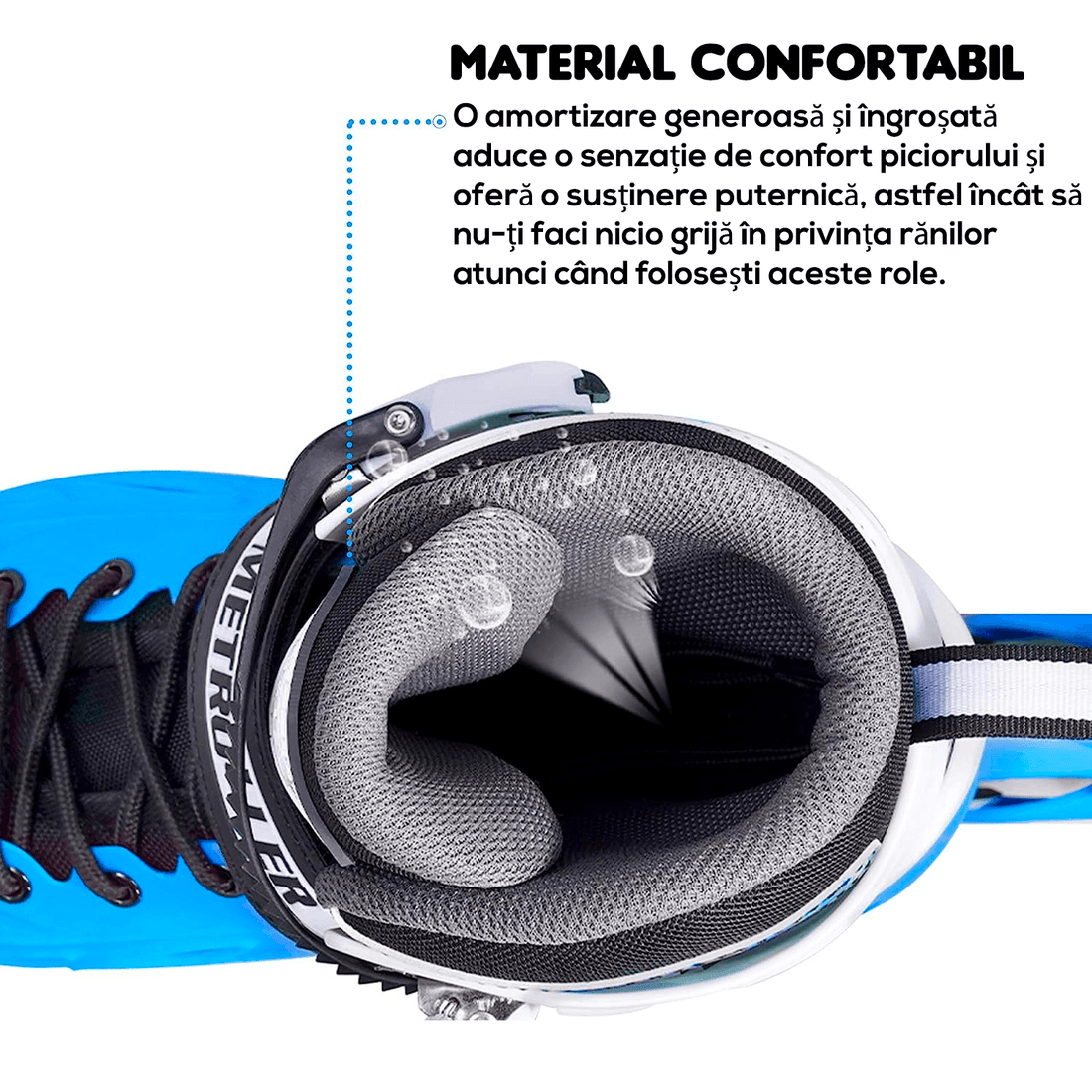 Role Reglabile L 37-40, Roți Luminoase Silicon, Rulmenți ABEC-7, Albastru