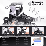 Role Reglabile M 33-36, Roți Luminoase Silicon, Rulmenți ABEC-7, Negru