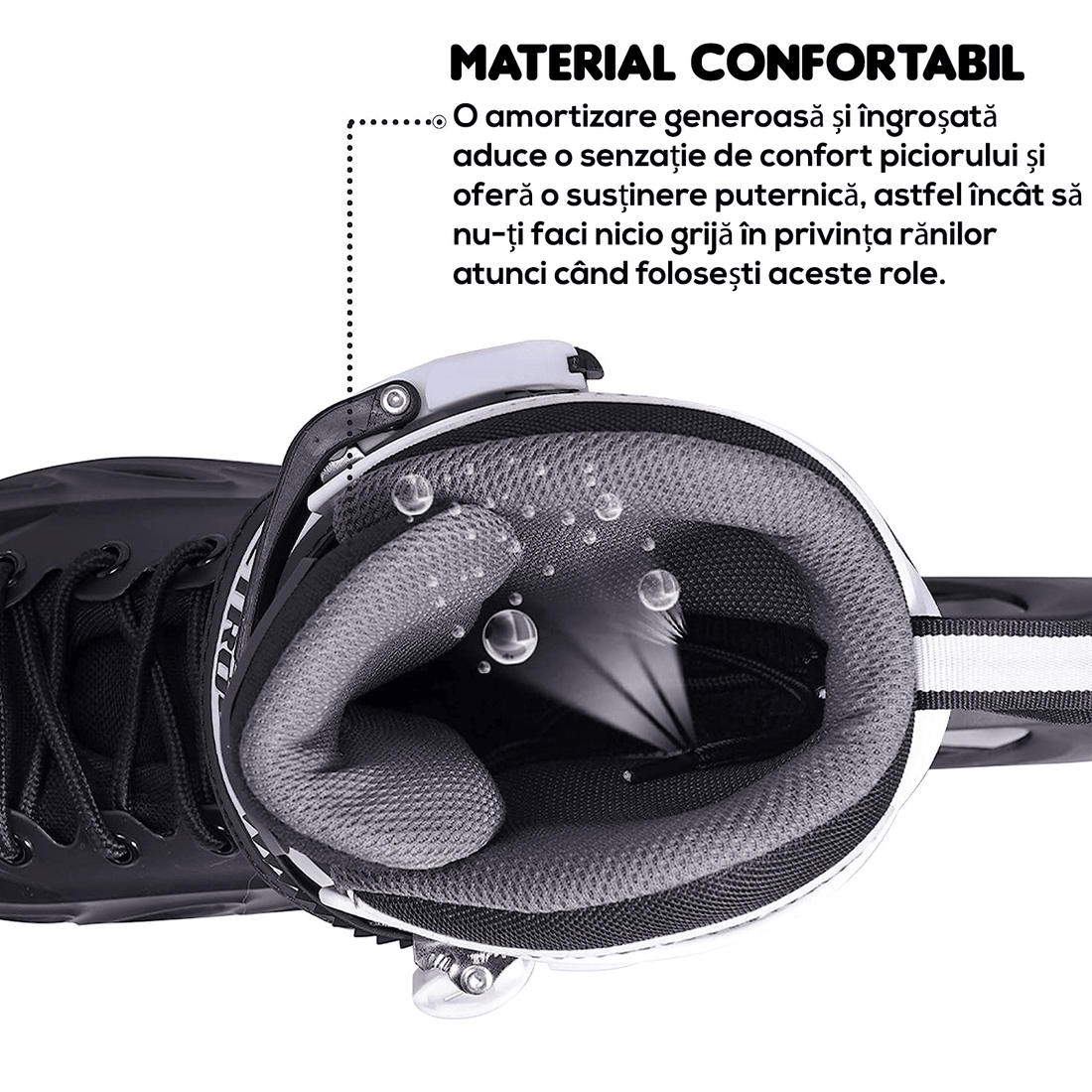 Role Reglabile L 37-40, Roți Luminoase Silicon, Rulmenți ABEC-7, Negru