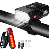 Set Far Față și Spate, 6+4 Moduri, USB Reîncărcabil, Acumulator 2400mAh, Rezistent la Apă, Alb/Roșu