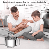 Dispenser Apă Automat pentru Pisici și Câini, 3.2L, Oțel Inoxidabil, Filtrare Activă, Model Rotund, Argintiu