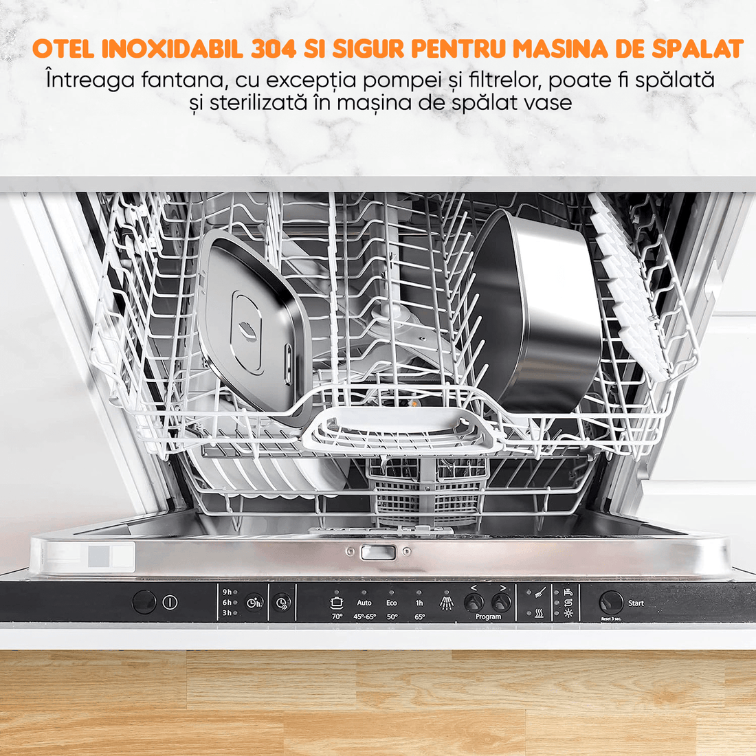 Dispenser Apă Automat cu Filtrare Activă, 3.2L, Oțel Inoxidabil, Circulație Dublă, Argintiu