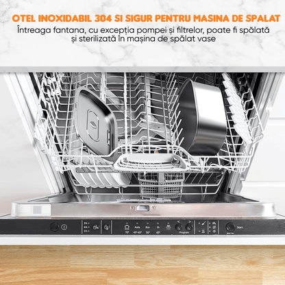 Dispenser Apă Automat cu Filtrare Activă, 3.2L, Oțel Inoxidabil, Circulație Dublă, Argintiu