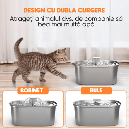 Dispenser Apă Automat cu Filtrare Activă, 3.2L, Oțel Inoxidabil, Circulație Dublă, Argintiu