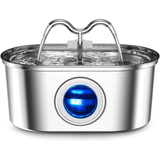 Dispenser Apă Automat pentru Pisici și Câini, Oțel Inoxidabil, 3.2L, Filtrare Activă, Circulație Dublă, Fereastră Nivel Apă, Argintiu