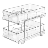 Organizator Universal Elindor®, Recipient Sertar Glisant Multifunctional 2 Nivele si Separatoare, Ideal Pentru Baie, Bucatarie, Camara, Dulap Sub Chiuveta, Sertare, Depozitare, Legume, Ustensile, Produse Curatenie, Detergent, Plastic, 31 × 23 × 19