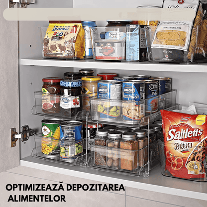 Organizator Universal Elindor®, Recipient Sertar Glisant Multifunctional 2 Nivele si Separatoare, Ideal Pentru Baie, Bucatarie, Camara, Dulap Sub Chiuveta, Sertare, Depozitare, Legume, Ustensile, Produse Curatenie, Detergent, Plastic, 31 × 23 × 19