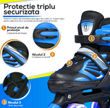 Role Reglabile L 38-41, Roți Luminoase Silicon, Rulmenți ABEC-7, Albastru/Negru