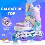 Role Reglabile L 38-41, Roți Luminoase Silicon, Rulmenți ABEC-7, Model Sirena