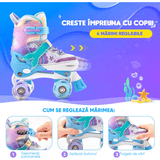 Role Reglabile M 32-37, Roți Luminoase Silicon, Rulmenți ABEC-7, Model Sirena