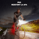 Set Lumini Bicicletă 6 LED-uri, Far Față/Spate, USB Reîncărcabil 500mAh, 4 Moduri, IPX65, Ultra Subțire, Alb/Rosu