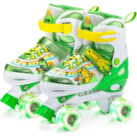 Role Reglabile M 32-35, Roți Luminoase Silicon, Rulmenți ABEC-7, Model Dino