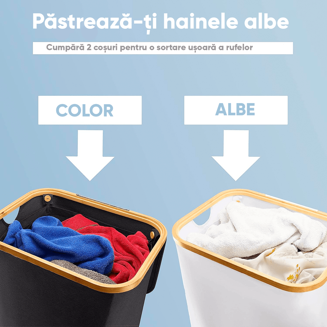 Coș de rufe bambus, pliabil, cu capac și sac de rufe detașabil, 100 L, 74 x 41 x 33 cm, material textil, Negru