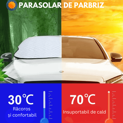 Parasolar pentru Parbriz, 3 Magneți, Anti-Igheț, Material cu 4 Straturi, Universal, 183 x 116 cm
