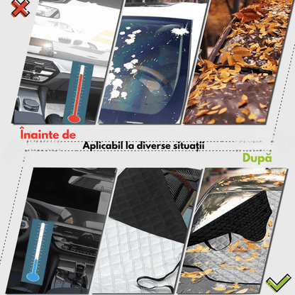 Parasolar pentru Parbriz, 3 Magneți, Anti-Igheț, Material cu 4 Straturi, Universal, 183 x 116 cm