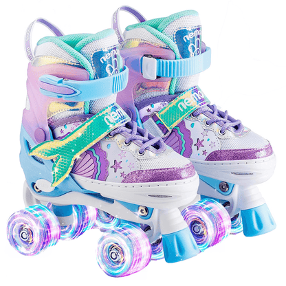 Role Reglabile M 32-37, Roți Luminoase Silicon, Rulmenți ABEC-7, Model Sirena