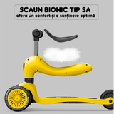 Trotinetă Copii 2 în 1 cu Șezut, Roți Luminoase/Sclipitoare, 1-5 Ani, 50 kg, Galben