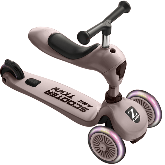 Trotinetă Copii 2 în 1 cu Șezut, Roți Luminoase, 1-5 Ani, 60 kg, Roz