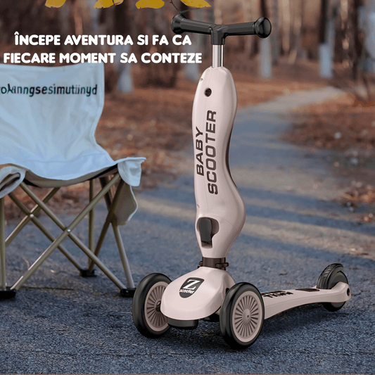 Trotinetă Copii 2 în 1 cu Șezut, Roți Luminoase, 1-5 Ani, 60 kg, Roz