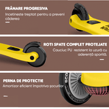 Trotinetă Copii 2 în 1 cu Șezut, Roți Luminoase/Sclipitoare, 1-5 Ani, 50 kg, Galben