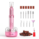 Freză unghii profesională wireless, 18.000 RPM, 12 capete, 36 benzi, design ergonomic, Roz V2