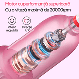 Freză unghii profesională wireless, 18.000 RPM, 12 capete, 36 benzi, design ergonomic, Roz V2