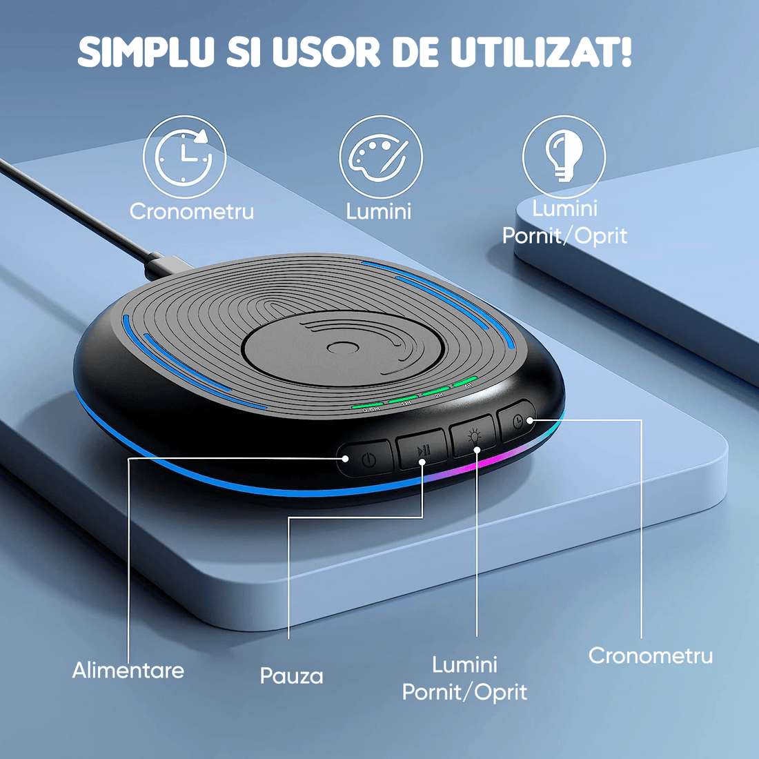 Mouse Jiggler Nedetectabil, Anti Sleep, Compatibil Windows/macOS, Timer, Auto Click, Fără Driver, Lumina Ambientă, Negru