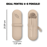 Organizator Pensule Machiaj pentru Călătorii, din Silicon Anti-Cădere, Închidere cu Magnet, Portabil și Elegant, Portfard pentru Cosmetice, 22 x 8 x 3 cm, Nude