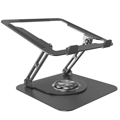 Suport Laptop Ergonomic Reglabil, Pliabil, Bază Rotativă 360°, Aluminiu și Silicon, Space Gray