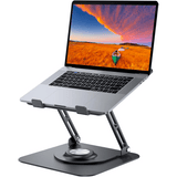 Suport Laptop Ergonomic Reglabil, Pliabil, Bază Rotativă 360°, Aluminiu și Silicon, Space Gray