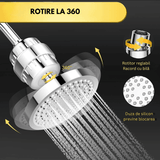 Cap de Duș Tip Ploaie cu Filtru 20 Etape, 90 Duze Silicon, Dedurizator Apă, Presiune Înaltă, Filtru Rezervă, Argintiu