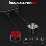 Set Lumini Bicicletă 5 LED-uri, Far Față/Spate, USB Reîncărcabil 650mAh, 5 Moduri, IPX4, Alb/Rosu