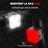 Set Lumini Bicicletă 5 LED-uri, Far Față/Spate, USB Reîncărcabil 650mAh, 5 Moduri, IPX4, Alb/Rosu