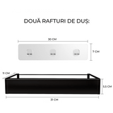 Etajeră Baie și Duș, Set 2 Rafturi Oțel Inoxidabil, 31 x 11 x 5.5 cm, Negru