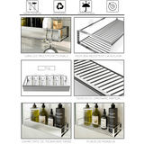 Etajeră Baie și Duș, Set 2 Rafturi din Oțel Inoxidabil, 31 x 11 x 5.5 cm, Argintiu