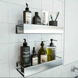 Etajeră Baie și Duș, Set 2 Rafturi din Oțel Inoxidabil, 31 x 11 x 5.5 cm, Argintiu