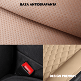 Husă Auto Universală pentru Șezut, Anti-Alunecare, Piele PU Matlasată, Design Elegant cu Buzunar de Depozitare, Bej