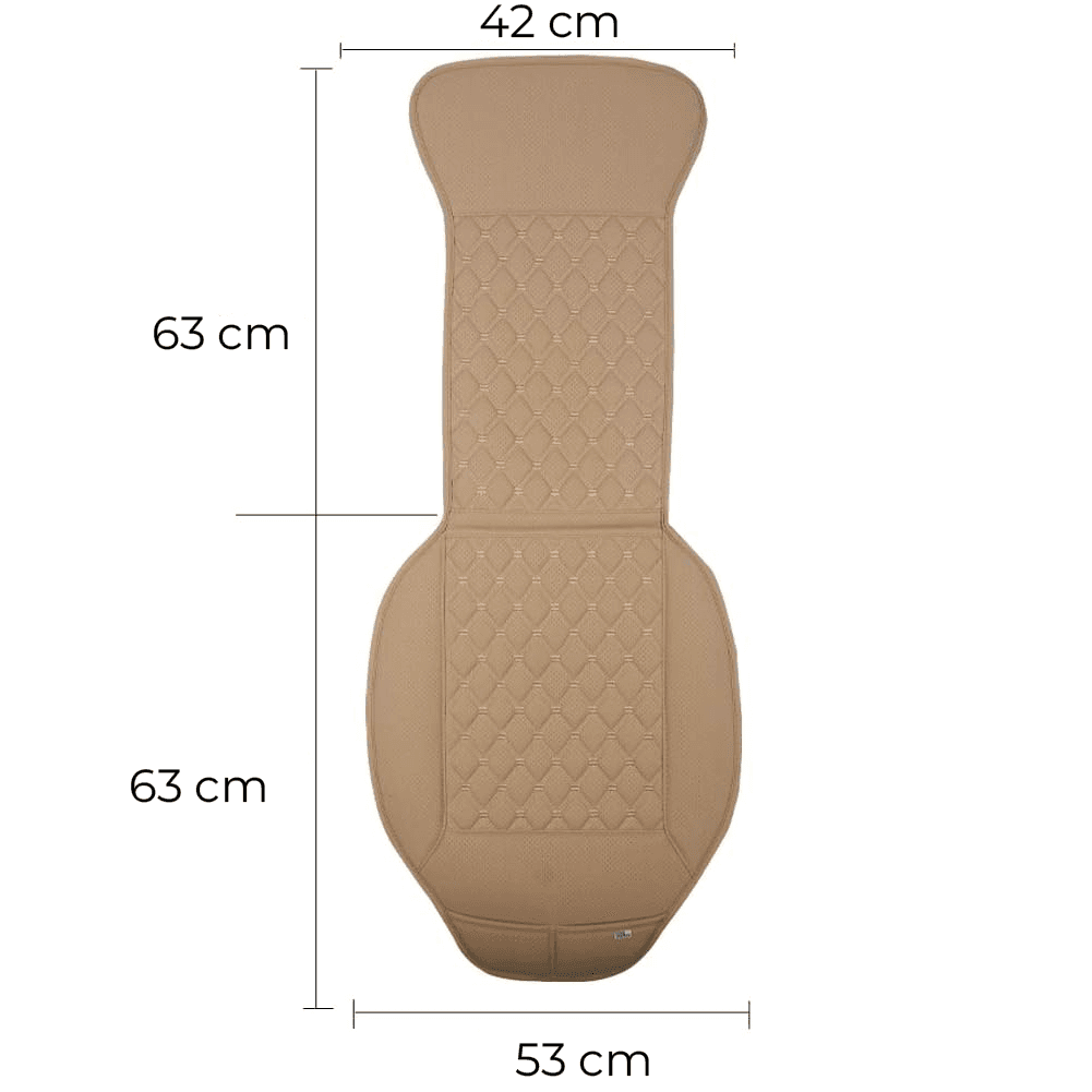 Husă Auto Universală pentru Șezut, Anti-Alunecare, Piele PU Matlasată, Design Elegant cu Buzunar de Depozitare, Bej