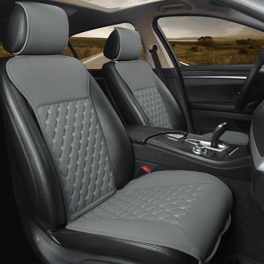 Husă Auto Universală pentru Șezut, Anti-Alunecare, Piele PU Matlasată, Design Elegant cu Buzunar de Depozitare, Gri