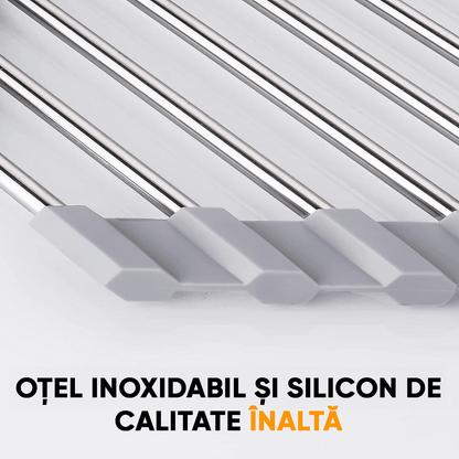 Suport Multifuncțional Bureți și Vase, Triunghiular, Pliabil, Oțel Inoxidabil, 41 x 23 x 8.5 cm, Argintiu