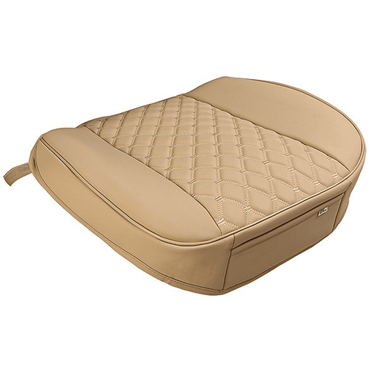 Husă Auto Universală pentru Șezut, Anti-Alunecare, Piele PU Matlasată, Design Elegant cu Buzunar de Depozitare, Bej