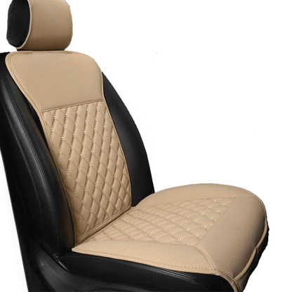 Husă Auto Universală pentru Șezut, Anti-Alunecare, Piele PU Matlasată, Design Elegant cu Buzunar de Depozitare, Bej