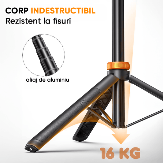 Trepied Foto Telescopic, Universal, pentru Telefon/Camera/GoPro, Bluetooth, Selfie Stick, Ajustabil, Negru/Portocaliu