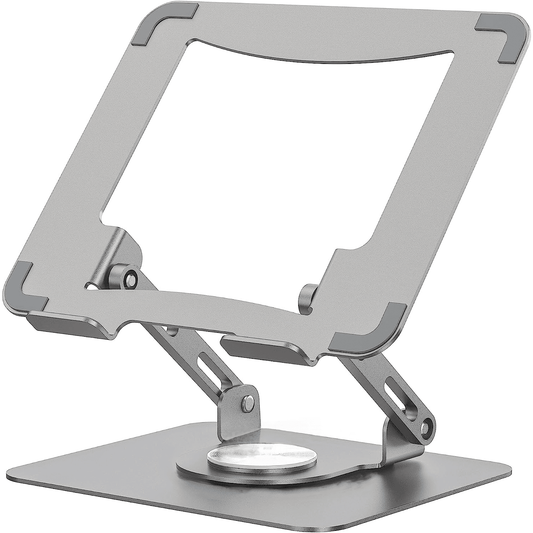 Suport Laptop Ergonomic, Reglabil, Bază Rotativă 360°, Argintiu