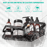 Raft de Duș Colț, Set 3 Bucăți, Oțel Inoxidabil, Negru