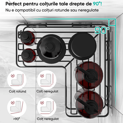 Raft de Duș Colț, Set 3 Bucăți, Oțel Inoxidabil, Negru