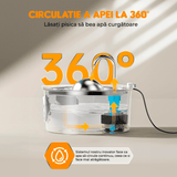 Dispenser Apă Automat pentru Pisici și Câini, 3.2L, Oțel Inoxidabil, Filtrare Activă, Silențios